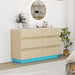 Fluted 6 Drawers Dresser ,Double Dresser Chest of Drawers, 47.24" Modern Chest of Drawers with LED ,Drawer Organizer for Bedroom, Living Room, Hallway - DTYStore