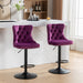Swivel Velvet Barstools Adjusatble Seat Height from 25-33 Inch,17.7inch base, Modern Upholstered Bar Stools with Backs Comfortable Tufted for Home Pub and Kitchen Island,Purple,Set of 2,SW1812PP - DTYStore