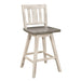 Counter Height Chairs Set of 2, White Gray 360-degree Swivel Chair Solid Rubberwood Kitchen Dining Furniture, Vertical Slat Back - DTYStore