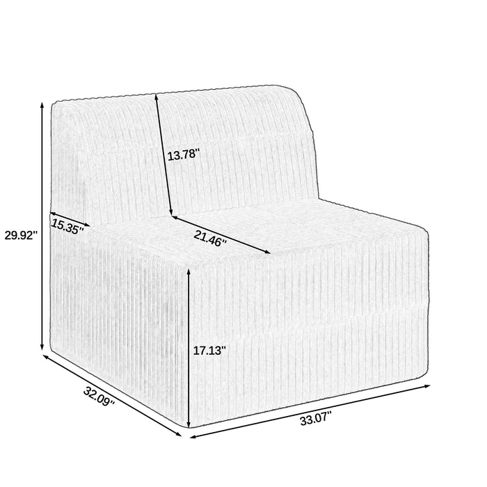 Single seat sofa Compressed Sectional Sofa Modern Minimalist Style Corduroy Couch, Sleeper Sofa for Living Room, Bedroom, Comfy Compressed Sofa Couch Space-Efficient Design-grey