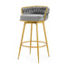 Swivel Counter Height Bar Stools Set of 2,31.5'Bar Height Stools with Hand-Woven Backrest & Gold Metal Legs,Modern Low Back Upholstered Kitchen Chairs with Footrest for Island,Dining Room,Grey - DTYStore