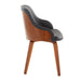 Bacci Mid-Century Modern Dining/Accent Chair in Walnut Wood and Black Faux Leather by LumiSource - Set of 2 - DTYStore