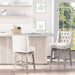 Counter Height Bar Stools Set of 2, 180 Degree Swivel Barstools, 27' Seat Height Bar Chairs with Solid Wood Footrests and Button Tufted Design, Beige - DTYStore