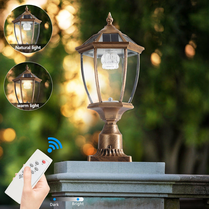 Retro Gold Solar Column Headlights With Dimmable LED 1 pack - DTYStore