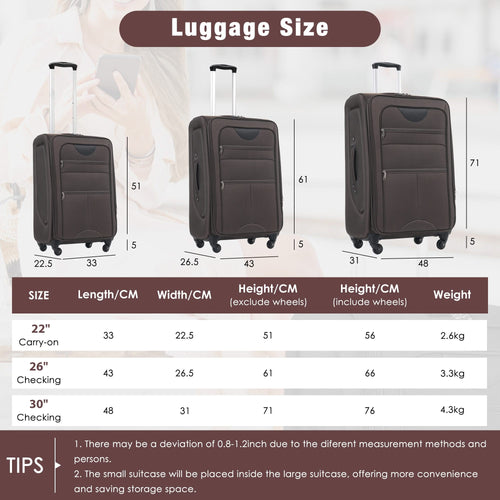Softside Luggage Expandable 3 Piece Set Suitcase with Duffel Bag Upright Spinner Softshell Lightweight Luggage Travel Set - Image 86