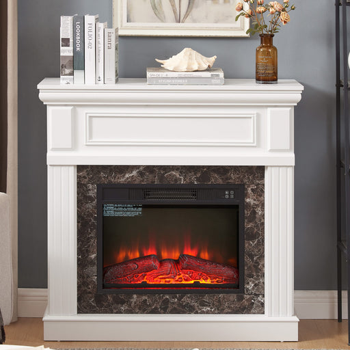 Electric Fireplace with Mantel,fireplace mantel surround with 23' Fireplace Insert, Adjustable Flame, Remote Control-White,41.34'W*14'D*40'H