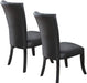 Black Faux Leather Upholstered Lines back Set of 2pc Chairs Dining Room Wide Flair back Chair - DTYStore
