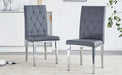 2 piece set of gray armless dining chairs brings a touch of elegance and mystery to the dining area with its deep gray tone,The grid and buckle design of the back add a vintage yet fashionable touch - DTYStore