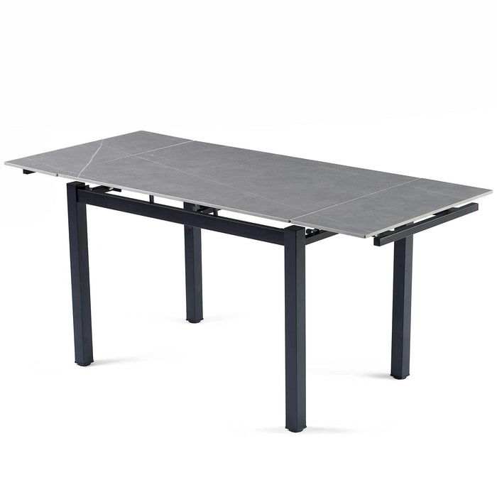 Grey Ceramic Modern Rectangular Expandable Dining Room Table For Space-Saving Kitchen Small Space -Table - DTYStore