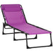 Outsunny Folding Chaise Lounge Pool Chair, Patio Sun Tanning Chair, Outdoor Lounge Chair w/ 4-Position Reclining Back, Pillow, Breathable Mesh & Bungee Seat for Beach, Yard, Patio, Purple - DTYStore
