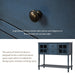 Sideboard Console Table with Bottom Shelf, Farmhouse Wood/Glass Buffet Storage Cabinet Living Room (Antique Navy) - DTYStore