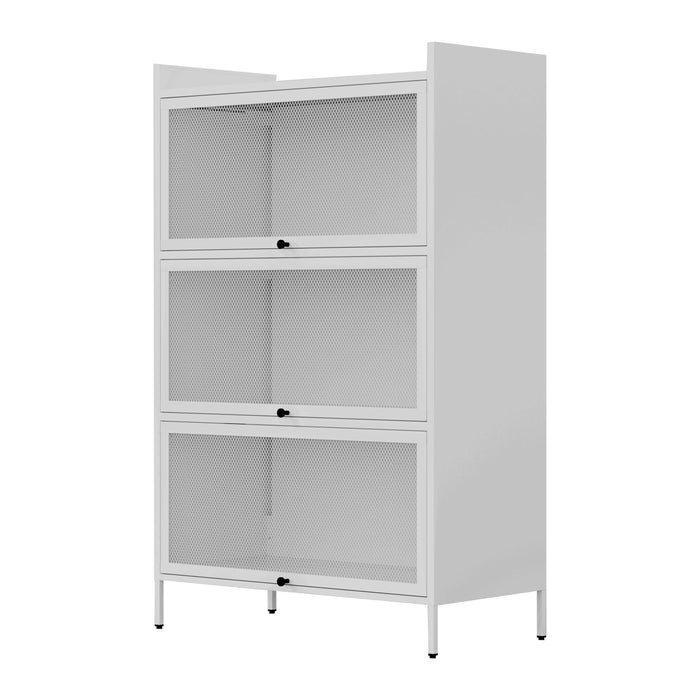 Pantry Storage Cabinet with Doors and Retractable Doors, Freestanding Cupboard Cabinets for Dining Room Living Room, White