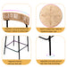 Hand Woven Bar Stools with Back Set of 2 Paper Rope Round Barstools with Footrest for Kitchen Island & Dining Rooms (Black & Honey) - DTYStore
