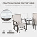 Outsunny Outdoor Glider Chairs with Coffee Table, Patio 2-Seat Rocking Chair Swing Loveseat with Breathable Sling for Backyard, Garden, and Porch, Beige - DTYStore
