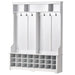 Modern Style Multiple Functions Hallway Coat Rack with Metal Black Hooks, Entryway Bench 60" Wide Hall Tree with Ample Storage Space and 24 Shoe Cubbies , White ( OLD SKU: WF286983AAK ) - DTYStore