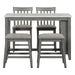 5-piece Counter Height Dining Table Set with Built-in Storage Shelves,Grey(OLD SKU W504S00143) - DTYStore