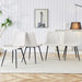 White artificial leather backrest cushion dining chair, black metal legs, curved widened cushion design for more comfort, suitable for restaurants, kitchens, bedrooms, offices.(4 chairs) 0502 - DTYStore