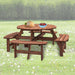 8 Person Wooden Picnic Table, Outdoor Camping Dining Table with Seat, Garden, DIY w/ 4 Built-in Benches, 2220lb Capacity - DTYStore