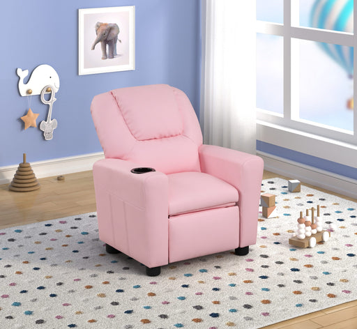 Marisa 23' Pink PU Leather Kids Recliner Chair with Cupholder