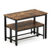 Dining Table Set, Bar Table with 2 Dining Benches, Kitchen Table Counter with Chairs, Industrial for Kitchen Breakfast Table, Living Room, Party Room, Rustic Brown and Black,43.3″L x23.6″W x 29.9″H - DTYStore