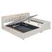 Queen Size & Twin XL Size Upholstered Platform Bed, Mother & Child Bed with Hydraulic Storage System, Drawer Box, Bedhead storage shelf and Two pairs of sockets & USB Ports, PU Leather, Beige - DTYStore