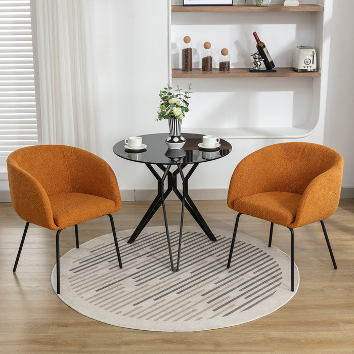 040-Boucle Fabric Dining Chair With Black Metal Legs Set Of 2,Ginger - DTYStore