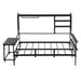 Full size Metal Daybed with Movable Desk, Metal Grid, Shelves and Clothes Hanger, Black - DTYStore