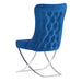 PrimeNest Noblesse Collection Upholstered Silver Legged Dining Chair, Set of 2, Blue - DTYStore