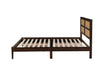 King Size Bed with Rattan Headboard, Two Storage Drawers, Rubber Wood Bed with Enhanced Support Salts and Feet,Espresso - DTYStore