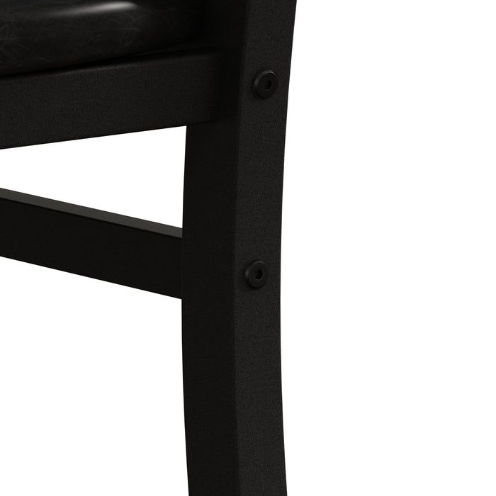 Metal Dining Chairs Set of 2, Steel Legs and PU Leather Seats, High Back Armless Dining Chairs, for Kitchen, Living Room, Black