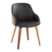 Bacci Mid-Century Modern Dining/Accent Chair in Walnut Wood and Black Faux Leather by LumiSource - Set of 2 - DTYStore