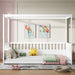 Full Size Canopy Bed Frame with Guardrails for Kids,Floor Bed Full with Four Poster Design,Kids Montessori Floor Bed,Wood Canopy Bed Frame for Girls,Boys(Full,White) - DTYStore