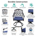 Patio Outdoor Aluminum Dining Swivel Rocker Chairs With Cushion, Set of 2, Navy Blue - DTYStore