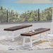 Outdoor Carlisle Benches, Sandblasted Dark Brown + White(Set of 2) - DTYStore