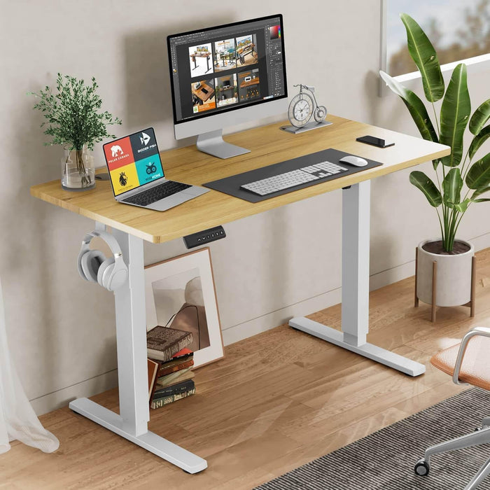 Electric Height Adjustable Standing Desk,Sit to Stand Ergonomic Computer Desk,Yellow,48'' x 24" - DTYStore