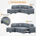 Sleeper Sectional Sofa, L-Shape Corner Couch Sofa-Bed with Storage Ottoman & Hidden Arm Storage & USB Charge for Living Room Apartment, Dark Gray - DTYStore