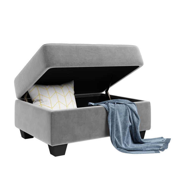 Orisfur. Modern Sectional Sofa with Reversible Chaise, L Shaped Couch Set with Storage Ottoman and Two Cup Holders for Living Room