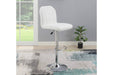 Adjustable Bar stool Chair White Faux Leather Clean Lines Seat Chrome Base Modern Set of 2 Chairs / Bar Stool Dining Kitchen - DTYStore