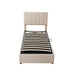 Twin Size Upholstered Platform Bed with a Hydraulic Storage System, Beige - DTYStore