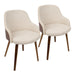 Bacci Mid-Century Modern Dining/Accent Chair in Walnut Wood and Cream Fabric by LumiSource - Set of 2 - DTYStore