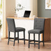 Contemporary Fabric Button Tufted 26 Inch Counter Stools, Set of 2, Charcoal - DTYStore