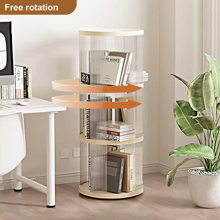360Â° Rotating Bookshelf, Small Corner Bookcase, 3 & 4 Tier Floor Standing Organizer - DTYStore