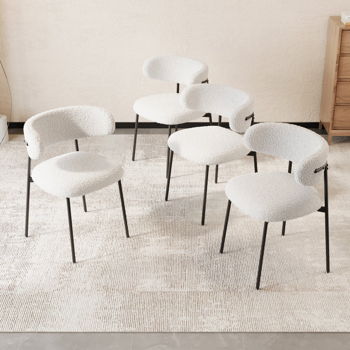 Modern minimalist walnut wood grain tabletop dining table and chair 4-piece set, stylish dining table, kitchen dining table, black metal leg design, suitable for 4-6 people dining