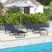 Outsunny Folding Chaise Lounge Pool Chair Set of 2, Patio Sun Tanning Chair, Outdoor Lounge Chair w/ Reclining Back, Pillow, Breathable Mesh & Bungee Seat for Beach, Dark Blue - DTYStore