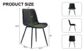 Black artificial leather backrest cushion dining chair, black metal legs, curved widened cushion design for more comfort, suitable for restaurants, kitchens, bedrooms, offices.(4 chairs) 0502 - DTYStore