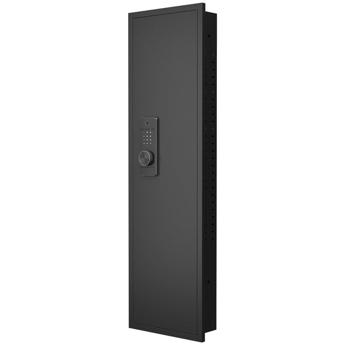 53" Fingerprint Touch Panel In-Wall Safe,Hidden Wall Gun Safe for Rifles with Adjustable Shelves,Assembled Storage Multifunctional Wall Safe for Firearm and Valuables (Black-Fingerprint) - DTYStore