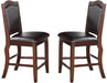 Dark Brown Wood Finish Set of 2 Counter Height Chairs Faux Leather Upholstery Seat Back Kitchen Dining Room Chair - DTYStore