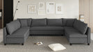 116*86'' Modular Sectional Sofa,Reversible U Shaped Chenille Couch Set,Free Combination,Minimalist Style Indoor Furniture,Oversized 8 Seat Convertible Sofa for Living Room,Apartment,2 Colors - DTYStore