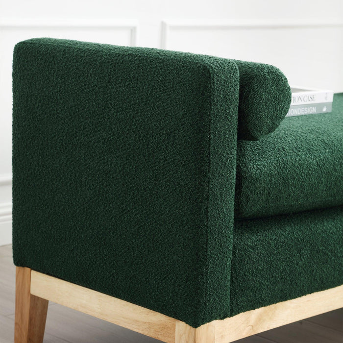 53.5"W Elegant Upholstered Bench, Ottoman with Wood Legs & Bolster Pillows for End of Bed, Bedroom, Living Room, Entryway, Green - DTYStore