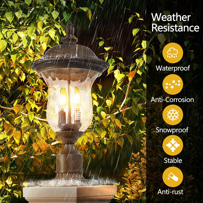 Vintage Outdoor Lamp Post Light, Waterproof Garden Patio Lantern with Clear Glass Shade, Classic Bronze Finish, Ideal for Yard, Porch, Walkway, and Driveway Lighting (One piece&No bulb) - DTYStore